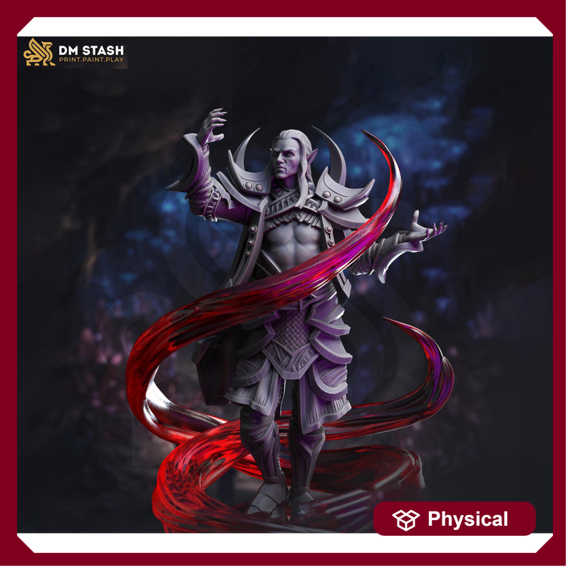 Elf, Drow Sorcerer, Wizard, Warlock | Unpainted Miniature  | 28mm,32mm,54mm,75mm,100mm Scales | Dungeons & Dragons Pathfinder | DM Stash - Only-Games