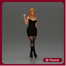 Stylish woman in black dress fishnet tights and boots