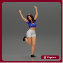 Happy girl in Mini shirt and shorts Standing on One Leg