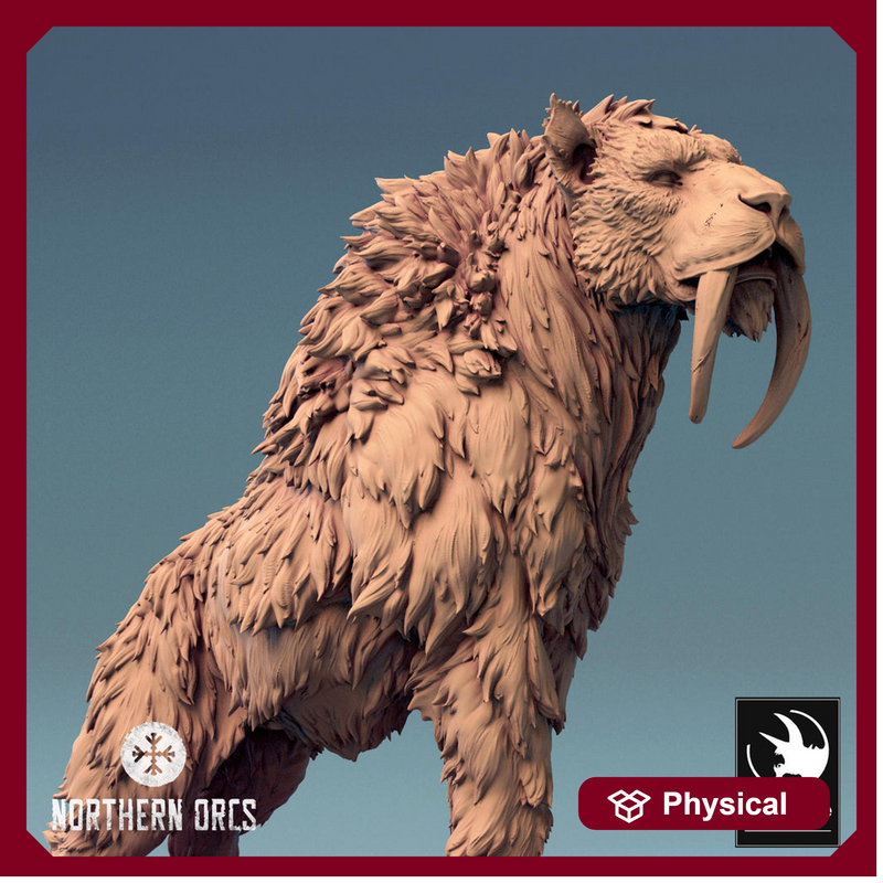 Sabre Tooth Tiger (5 sizes) Miniature | Dungeons and Dragons 5e  | 28mm,32mm, 54mm, 75mm, 100mm Scale | Pathfinder | Rescale miniatures - Only-Games