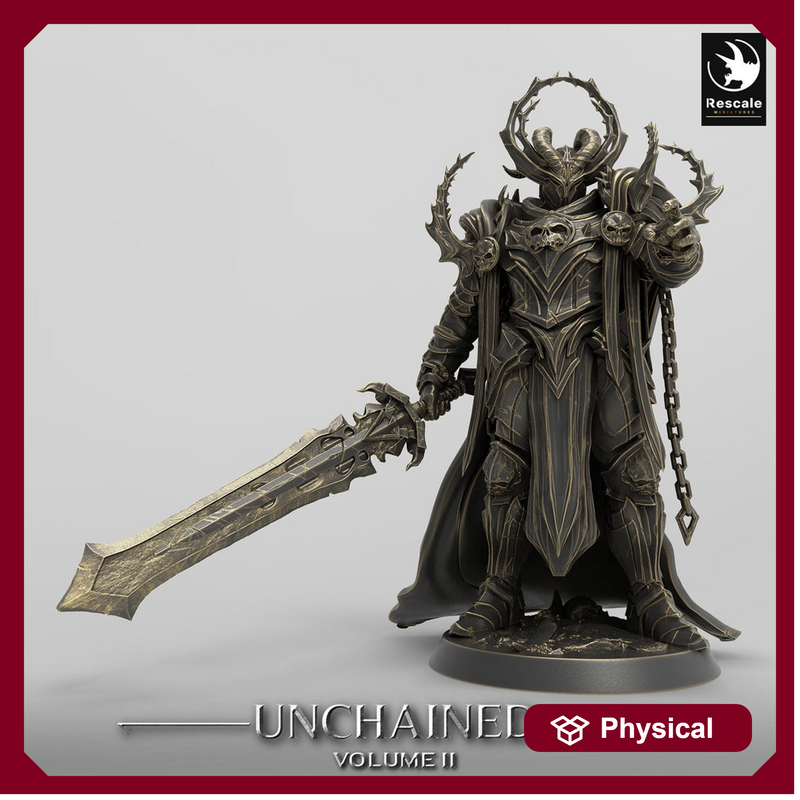 Oathbreaker Paladin, Fighter Battlemaster Great Sword PC / NPC, DnD 5e Unpainted Mini| 28mm, 32mm,54mm,75mm,100mm Scales |Dungeons & Dragons - Only-Games