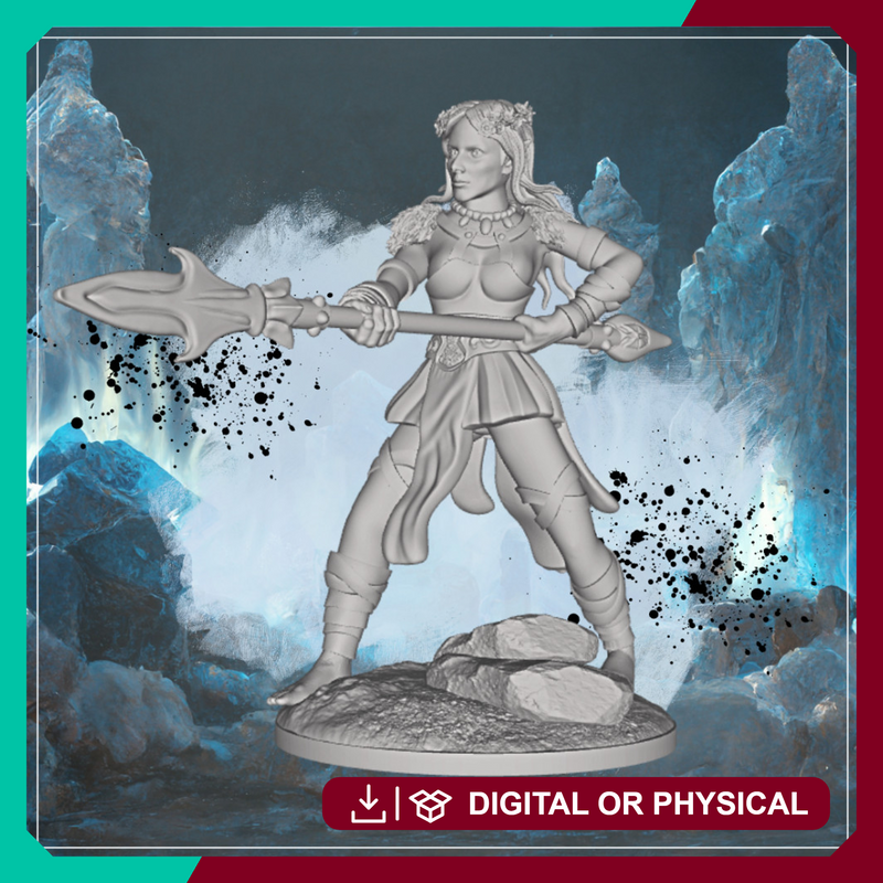 Elf Spearwoman 2 - Fantasy Miniature STL, DnD & Wargaming - Only-Games