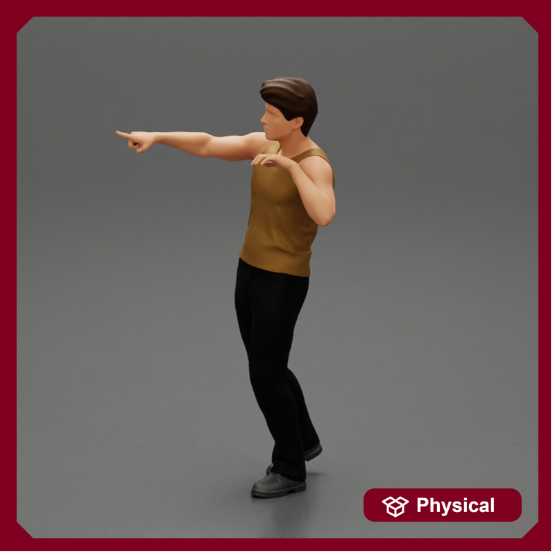 Travel man pointing the right way