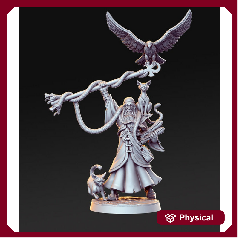 Human Wizard with Familiars and Staff  | 28mm Scale | 32mm Heroic | Minis - D&D,  Dungeons and Dragons- Figurine - Only-Games