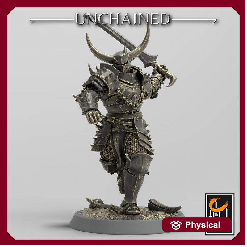 Fighter Sword, Light Soldier, Oathbreaker Paladin,  Unpainted Miniature| 28mm, 32mm,54mm,75mm,100mm Scales |Dungeons and Dragons Pathfinder - Only-Games