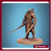 Elf Paladin, Fighter,Soldier Dual Swords, DnD 5e Unpainted Miniature| 28mm, 32mm,54mm,75mm,100mm Scales | Dungeons & Dragons | Pathfinder - Only-Games