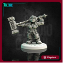 (0145) Female dwarf barbarian with a two hands big hammer