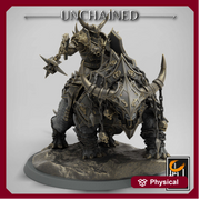Chaos Knight on Armored Muscular Beast Flail and Shield, Oathbreaker Paladin |Dungeons and Dragons |28m,32mm,54mm,75mm Scale | Pathfinder - Only-Games