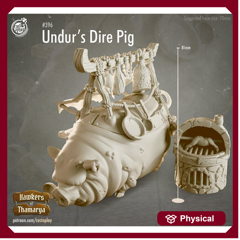Undur's Dire Pig Grill w/ NPC Orc Chef mini  | 28mm, 32mm, 75mm Scale | Dungeons and Dragons 5e Miniatures | Pathfinder | Figurine | DnD | - Only-Games