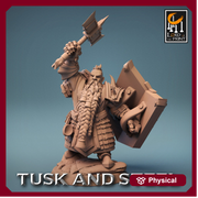 Dwarf Fighter Paladin Axe & Shield Unpainted Model | 28mm, 32mm,54mm,75mm,100mm Scales | Dungeons and Dragons Pathfinder Lord of The Print - Only-Games