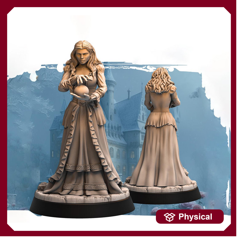 Human Female Wizard, Warlock, Sorcerer PC NPC | 28mm, 32mm,54mm, 75mm, 100mm Scale Resin Miniature | Dungeons and Dragons | - Only-Games