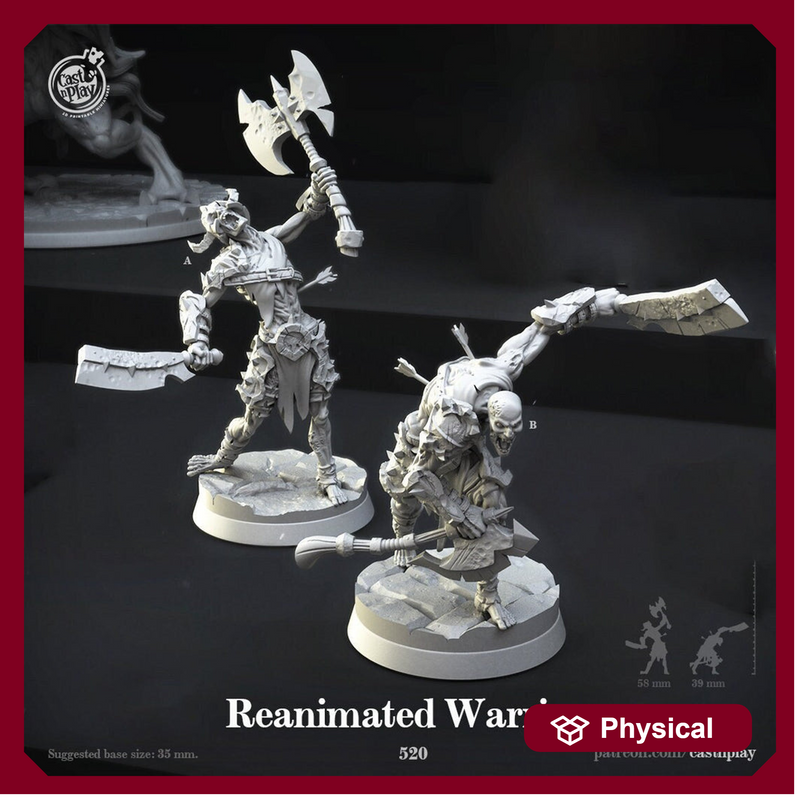 Skeleton Fighters Undead Miniatures Reanimated Warriors | Dungeons and Dragons | 28mm, 32mm, 75mm | Pathfinder | Unpainted | CastnPlay - Only-Games