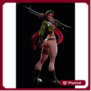 Female Soldier Machine Gun Sexy Pin Up Miniature | NSFW Topless version | 28mm, 32mm,54mm, 75mm, 100mm Scales | Sci-Fi miniatures | Fan Art - Only-Games