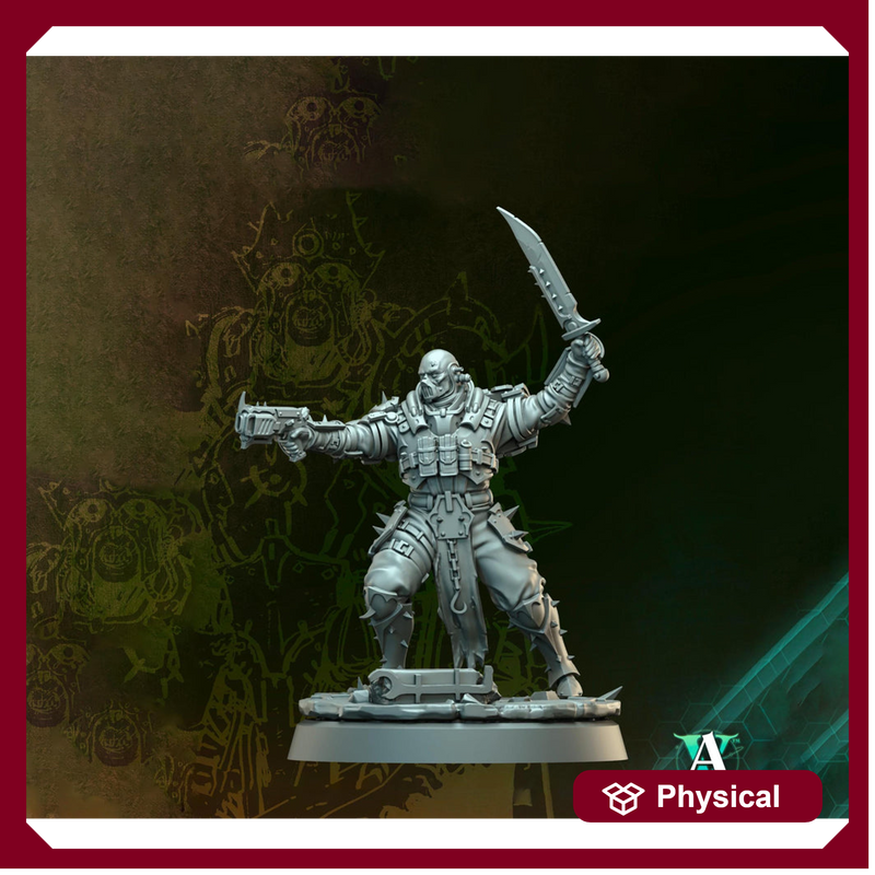 Grimdark Sci-Fi Hell Platoon Sergeant Miniature, OPR Proxy, 3D Printed Tabletop Wargaming Mini - Only-Games