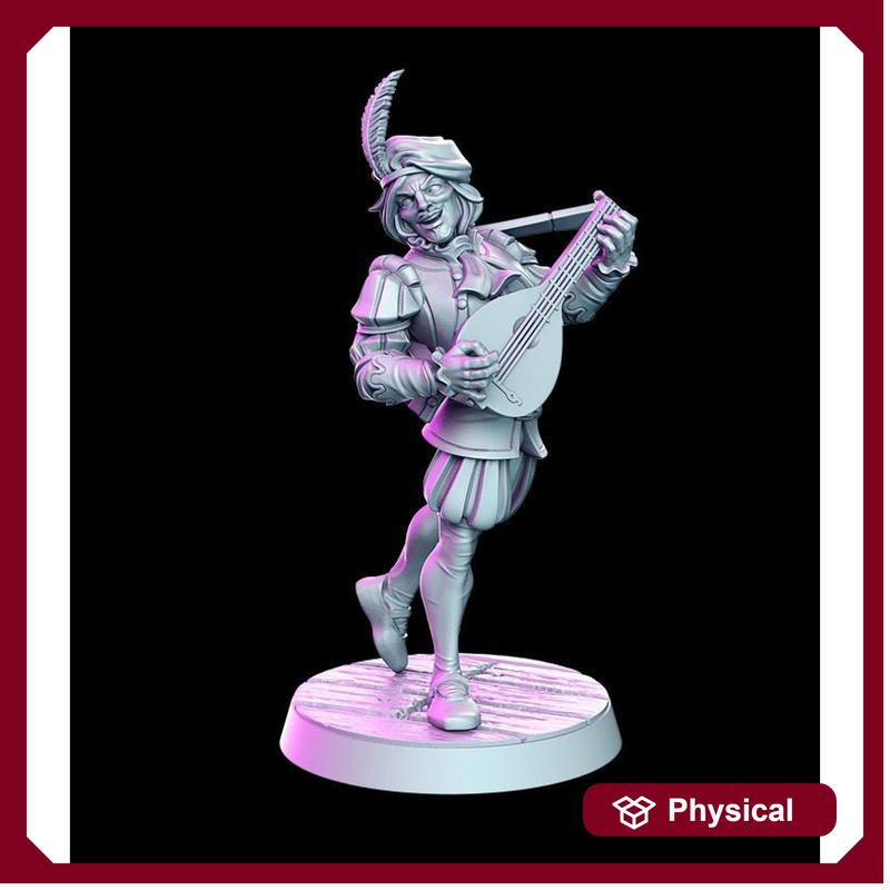 Human Bard Classic JRPG 28mm,32mm,75mm Scale Miniature Unpainted resin Figurine D&D Tabletop Fantasy Miniature Gaming - Only-Games