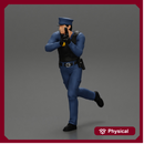 Police Officer running Chasing Criminal On Roadway holding a gun