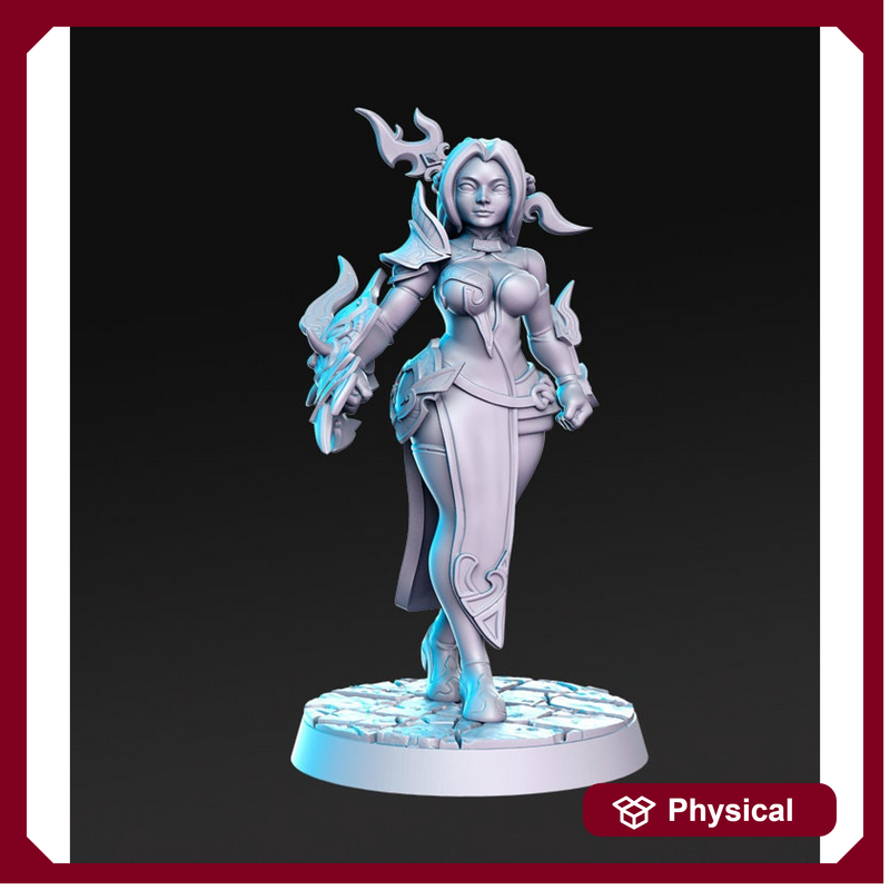 Female sexy Monk Pinup Classic JRPG |28mm Scale| 32mm Scale Miniature | 75mm Scale Unpainted resin Figurine D&D Tabletop Fantasy Gaming - Only-Games