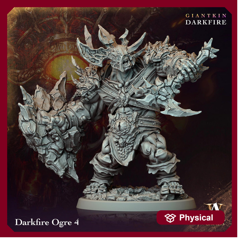 Raging Warrior Ogre, Resin Miniature | 28mm,32mm Scales (40mm, 50mm, 60mm, 75mm BASE Sizes) |  D&D 5e Against Giants | Dungeons and Dragons - Only-Games
