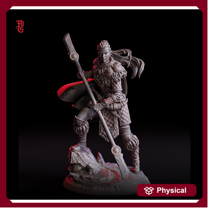Human Female Ranger, Fighter Polearm Master PC or NPC | 28mm, 32mm, 75mm Scales | Dungeons and Dragons | Pathfinder | Flesh of Gods - Only-Games