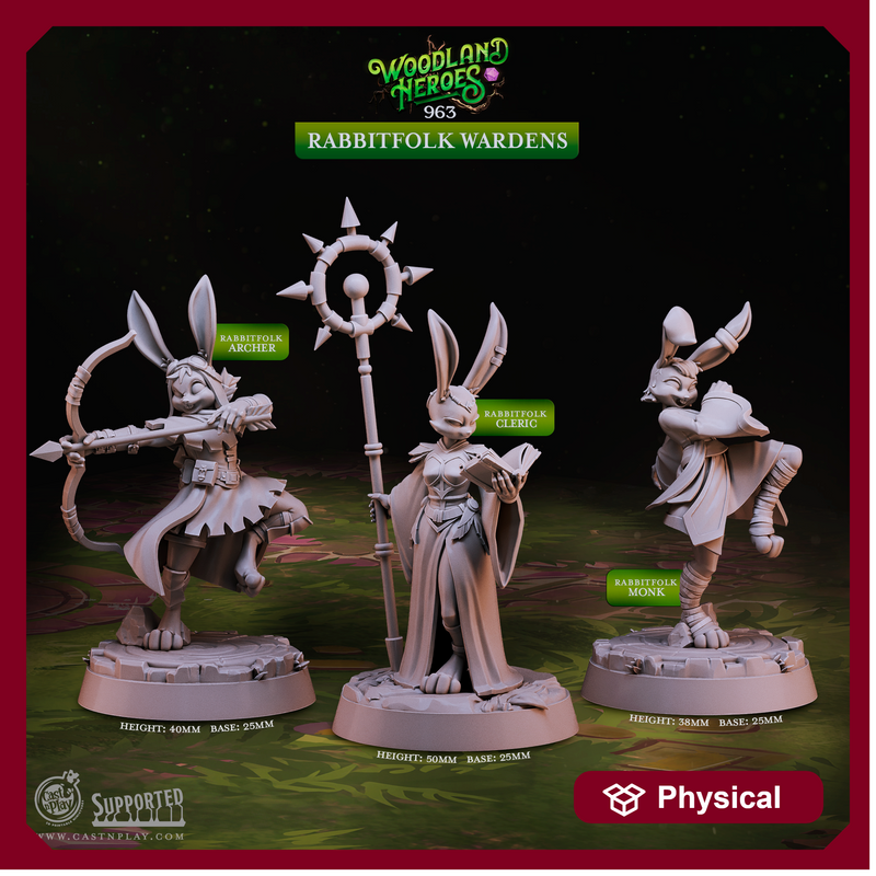 Rabbitfolk Wardens - Woodland Heroes - CastNPlay - Terrain Wargaming D&D DnD 28mm 32mm 40mm 54mm