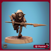 Goblin with Spear Fighter | D&D 5e UNPAINTED | 28mm, 32mm,54mm,75mm, 100mm scale| Pathfinder | Figure for Painting| Rescale Miniatures - Only-Games