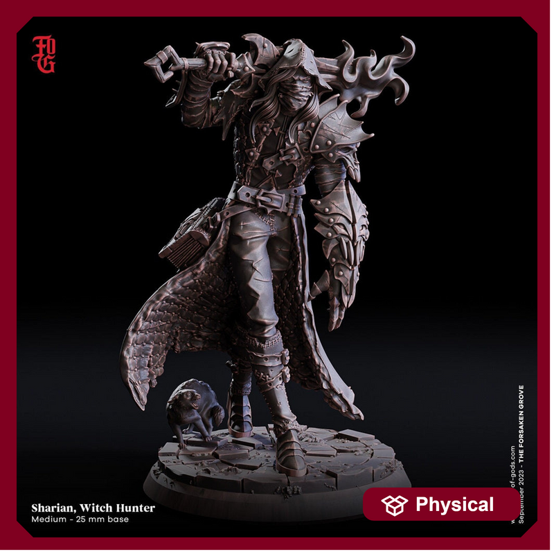 Fighter Witch Hunter Warlock Hexblade,  PC / NPC  | 28mm, 32mm,54mm75mm,100mm Scales | Mini -D&D 5e Pathfinder Figurine | Flesh of Gods - Only-Games