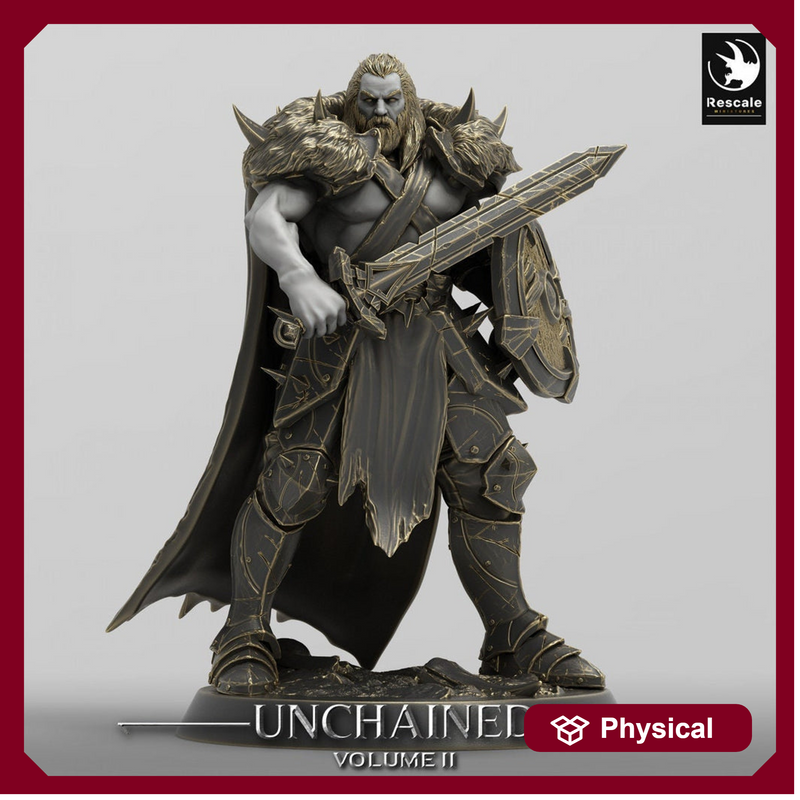 Ranger, Fighter, Sword and Shield, DnD Unpainted Miniature| 28mm, 32mm,54mm,75mm,100mm Scales | Dungeons & Dragons - Only-Games
