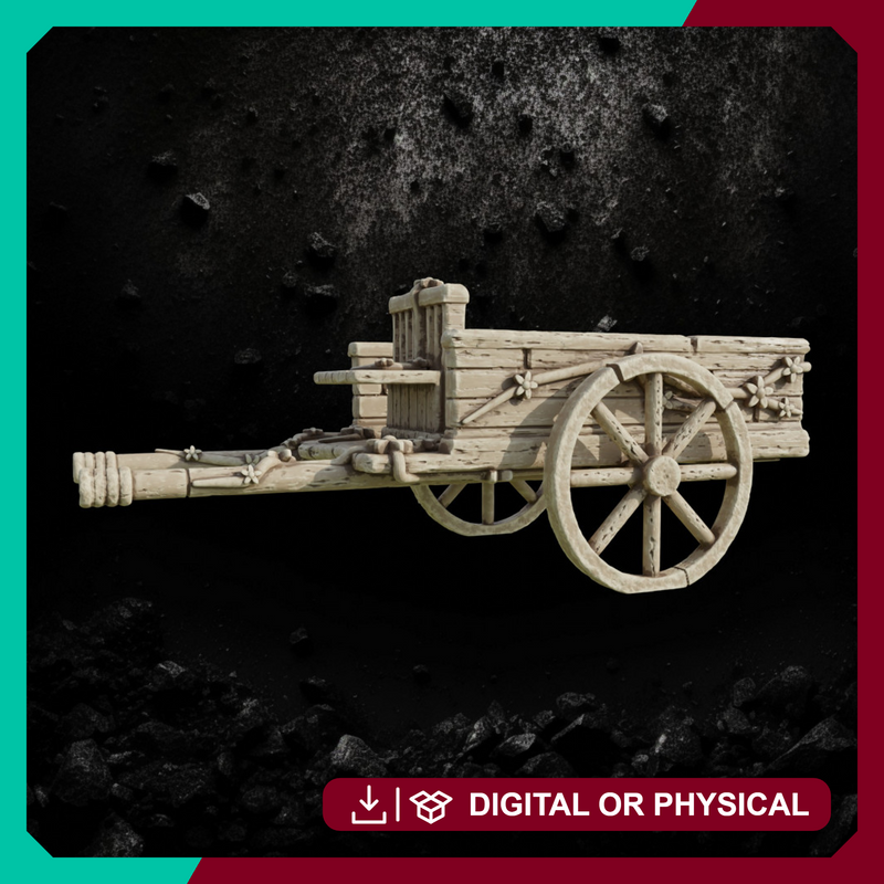 Wooden Cart 2 - Village and Market Terrain STL for DnD & Wargaming