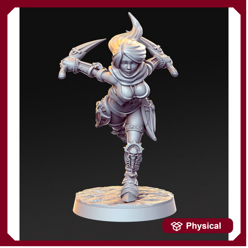 Pinup Female Rogue Assassin | 28mm Scale | 32mm Scale Miniature | 75mm Scale | Sexy Female unpainted resin Figurine mini - D&D - Only-Games