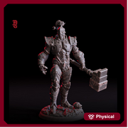 Warforged Paladin, Fighter, Battle Hammer Miniature | 28mm,32mm,54mm,75mm,100mm Scale   | Dungeons and Dragons D&D Pathfinder |Flesh of Gods - Only-Games