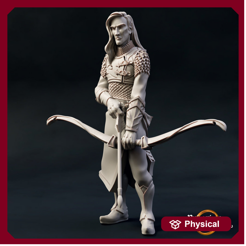 Elf Fighter Ranger Archer in Chainmail | 28mm Scale | 32mm Scale | 75mm Scale Pathfinder Figure | DnD | Elf miniature Figurine unpainted | - Only-Games