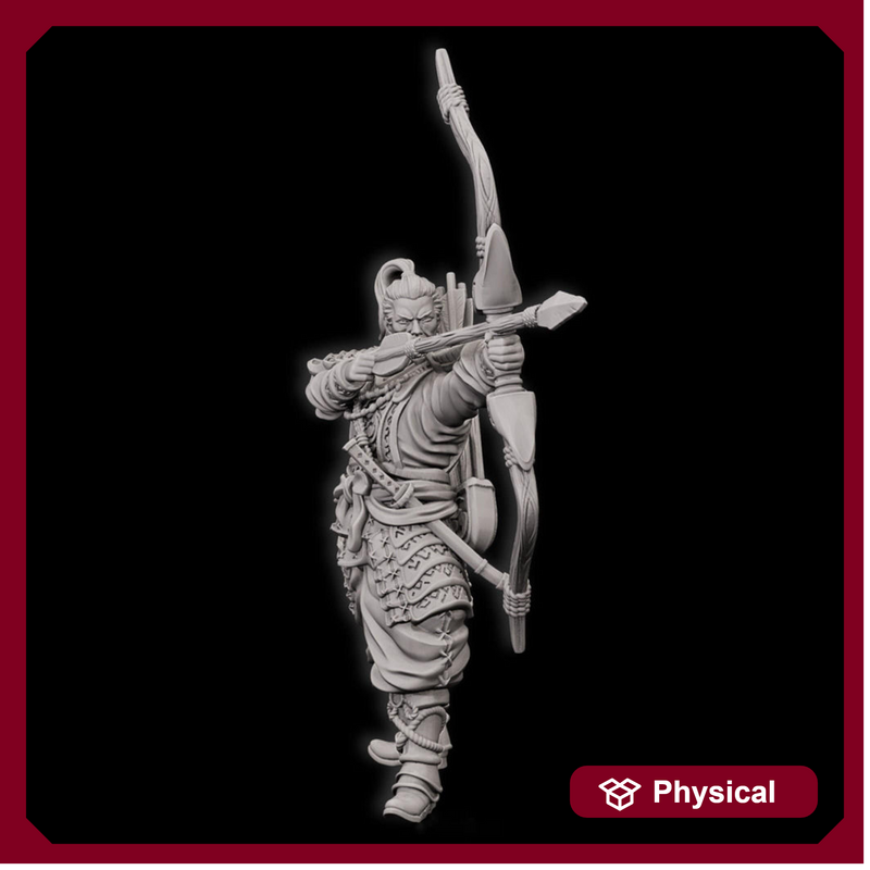 Human Fighter Samurai Sharpshooter, Ranger | Miniature 28mm,32mm,54mm, 75mm,100mm Scale Pathfinder Figure/ DnD Figurine unpainted - Only-Games