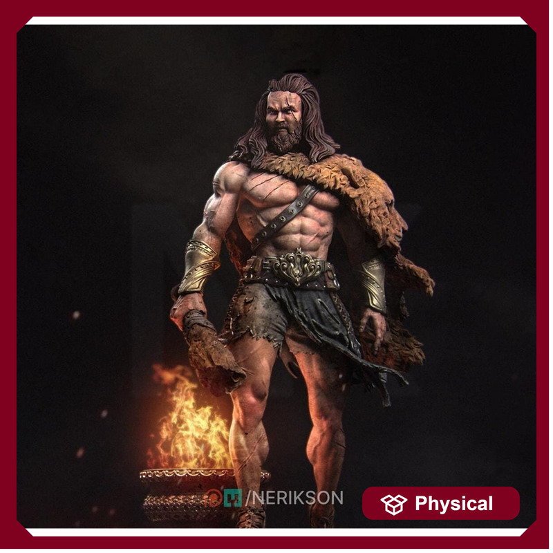 Human Barbarian, Heracles PC / NPC Unpainted Miniature | 28mm,32mm,54mm,75mm,100mm,140mm Scales | Dungeons and Dragons Pathfinder | NERIKSON - Only-Games