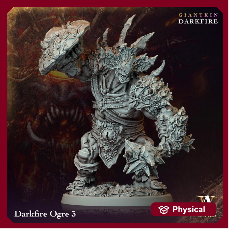 Raging Warrior Ogre, Resin Miniature | 28mm,32mm Scales (40mm, 50mm, 60mm, 75mm BASE Sizes) |  D&D 5e Against Giants | Dungeons and Dragons - Only-Games