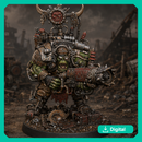 Boss Skrapper Mekkanic Supa Blaster - Sci-Fi Orc Warlord Miniature | Scrap-Tech| Original Wargaming 40mm base