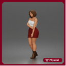 Elegant Woman Standing Gracefully Wearing Strapless Top Skirt And Boots