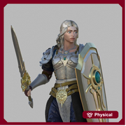 Female Paladin, Fighter Sword and Shield Plate Armor D&D 5e Mini | 28mm, 32mm,54mm,75mm,100mm Scales | Dungeons and Dragons Pathfinder | - Only-Games
