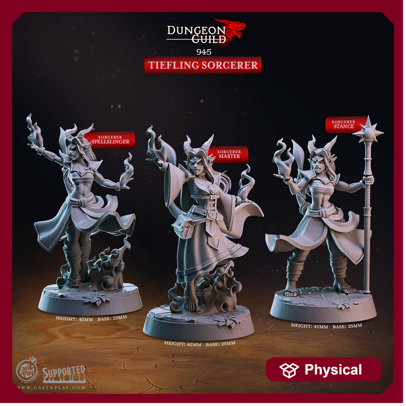 Tiefling Sorcerers - Dungeon Guild - CastNPlay - Terrain Wargaming D&D DnD 28mm 32mm 40mm 54mm