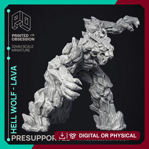 Hell Wolf - Lava - PRESUPPORTED - Hell Hath No Fury - 32mm Scale - Only-Games