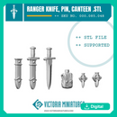 Ranger Knife, Pin and Canteen .STL