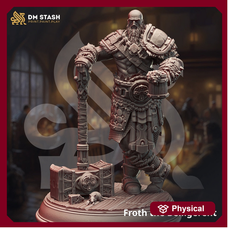 Goliath Human Barbarian Fighter Miniature | 28mm,32mm,54mm,75mm,100mm Scales | Dungeons and Dragons Pathfinder | DM Stash - Only-Games