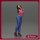 Beautiful girl in jeans and shirt posing