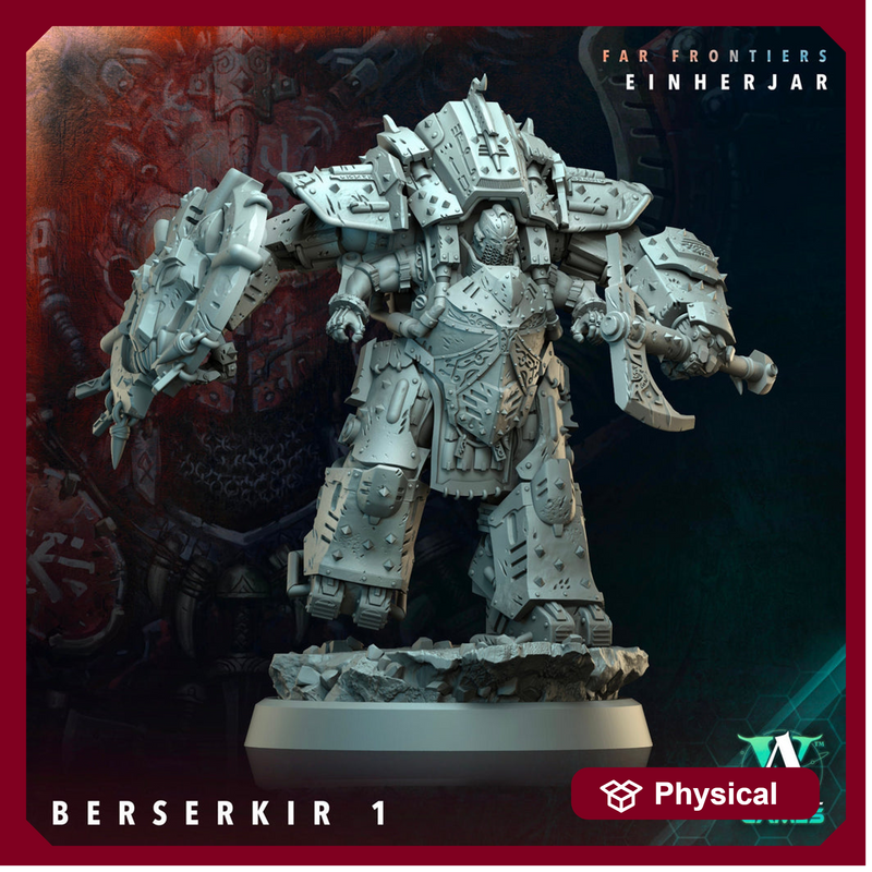 Sci-Fi Miniature Space Knight, Einherjar Berserkir | Base Diameter Sizes: 25mm,32mm, 50mm, 65mm,80mm | Resin Mini | Archvillain Games - Only-Games