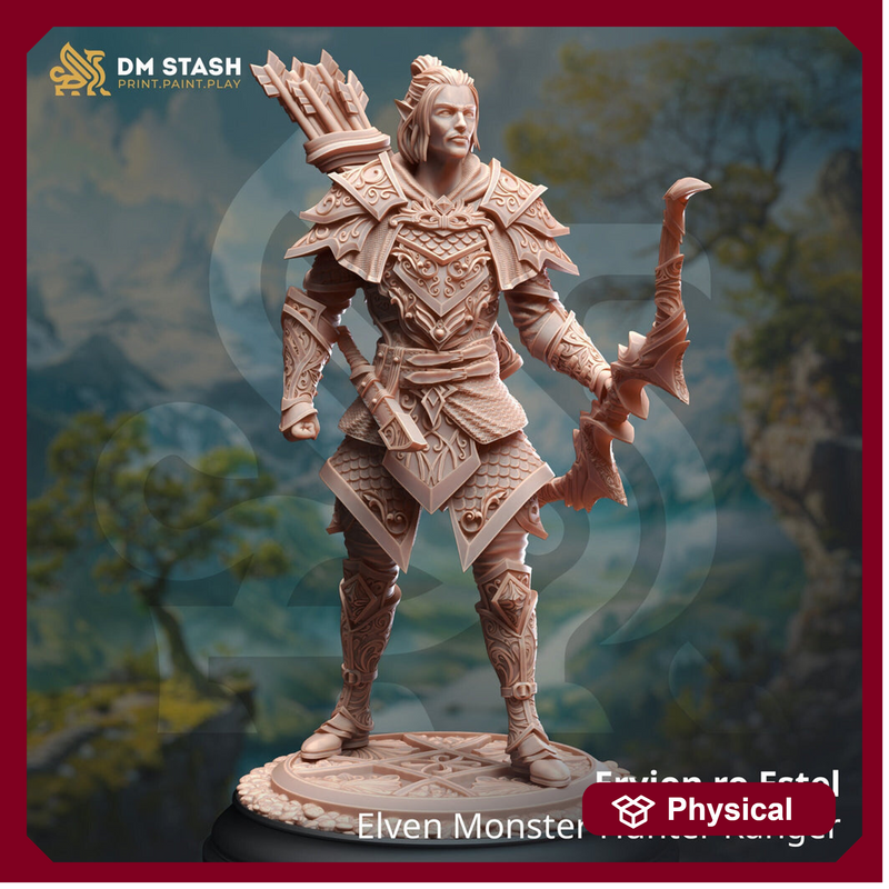 Elf Male Ranger Fighter Sharpshooter PC / NPC | 28mm, 32mm,54mm, 75mm, 100mm Scales | Dungeons and Dragons | Pathfinder | DM Stash - Only-Games
