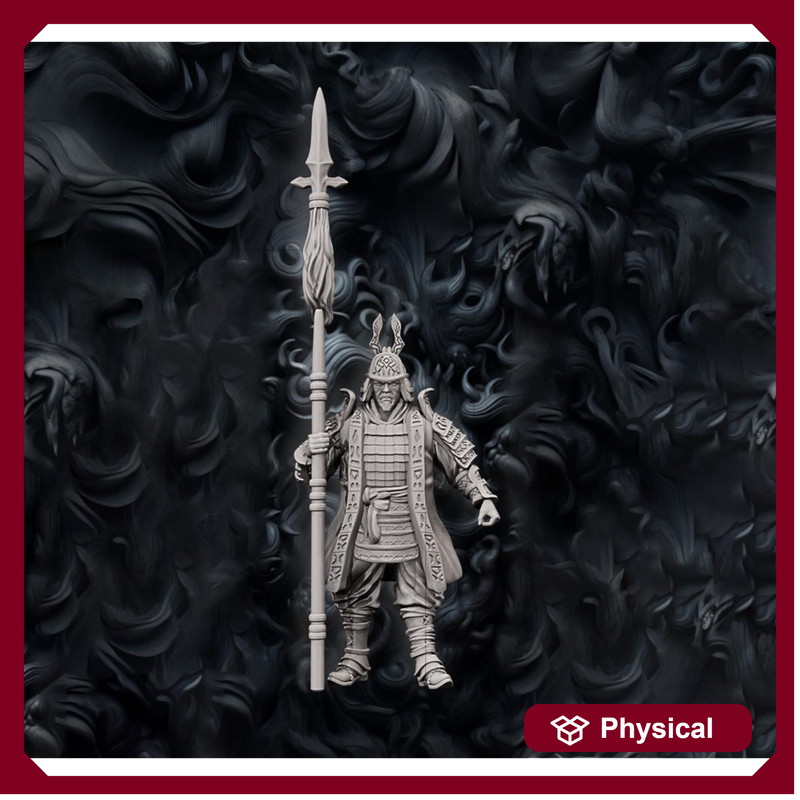 Samurai Polearm Master, Fighter Battle Master, Paladin  | DnD Unpainted Miniature 28mm,32mm,54mm,75mm,100mm Scale Figure DnD mini - Only-Games