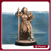Female Paladin, Fighter, Crusader Knight, Sword  D&D 5e Mini | 28mm, 32mm,54mm,75mm,100mm Scales | Dungeons and Dragons Pathfinder | - Only-Games