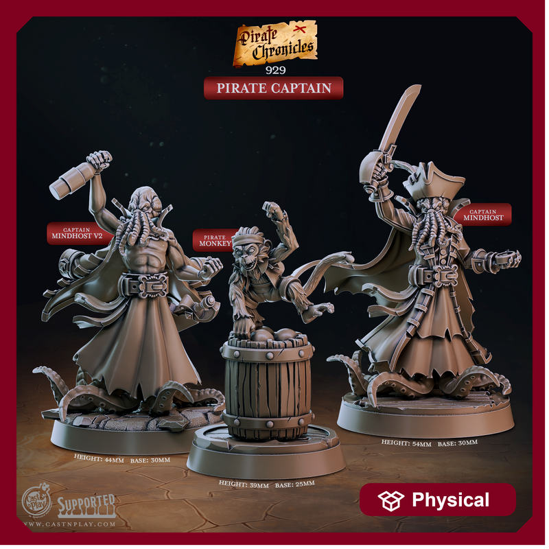 Pirate Captains - Pirate Chronicles - CastNPlay - Terrain Wargaming D&D DnD 28mm 32mm 40mm 54mm