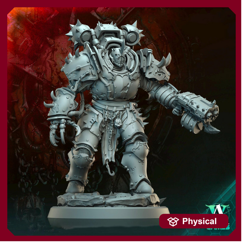 Sci-Fi Miniature Chaos Space Knight, Hellscape Praetorian | 28mm,32mm, 54mm, 75mm,100mm Scales | Resin Mini | Archvillain Games - Only-Games