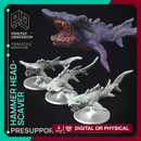 Hammer Head Scavers x3 - Space Sharks - Weird Shores - PRESUPPORTED - 32mm scale