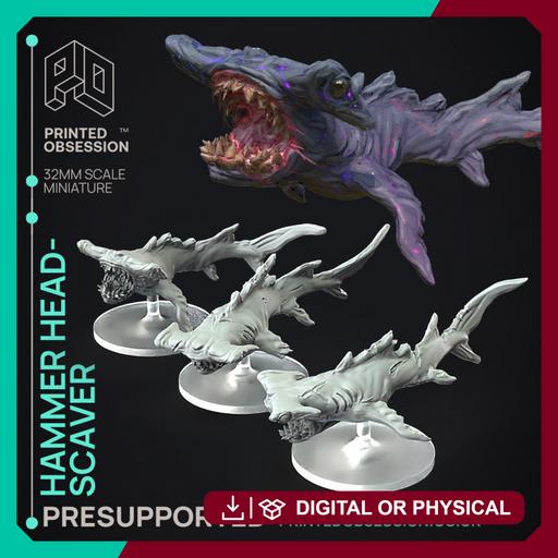 Hammer Head Scavers x3 - Space Sharks - Weird Shores - PRESUPPORTED - 32mm scale - Only-Games